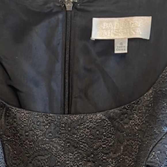 Badgely Mischka Vintage Floral Brocade Black Knee-Length Dress - Picture 8 of 10